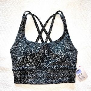 Lululemon BRAND NEW Energy Bra Long Line Black & White Sports Bra (Size 2)